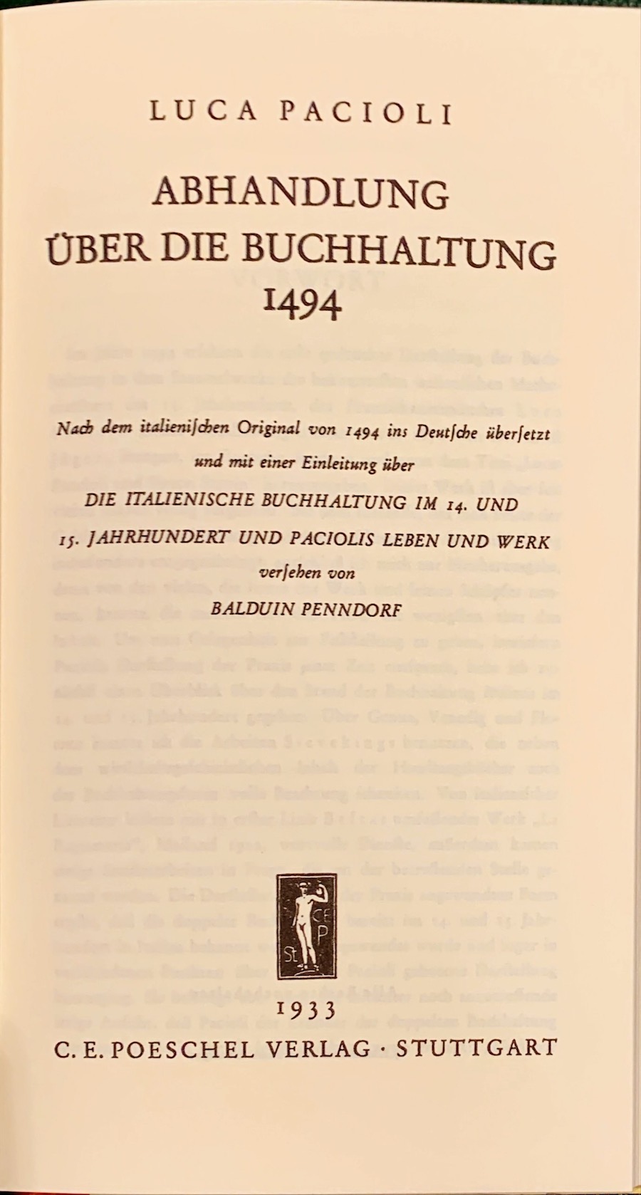 Abhandlung über die Buchhaltung, 1494. Neudruck