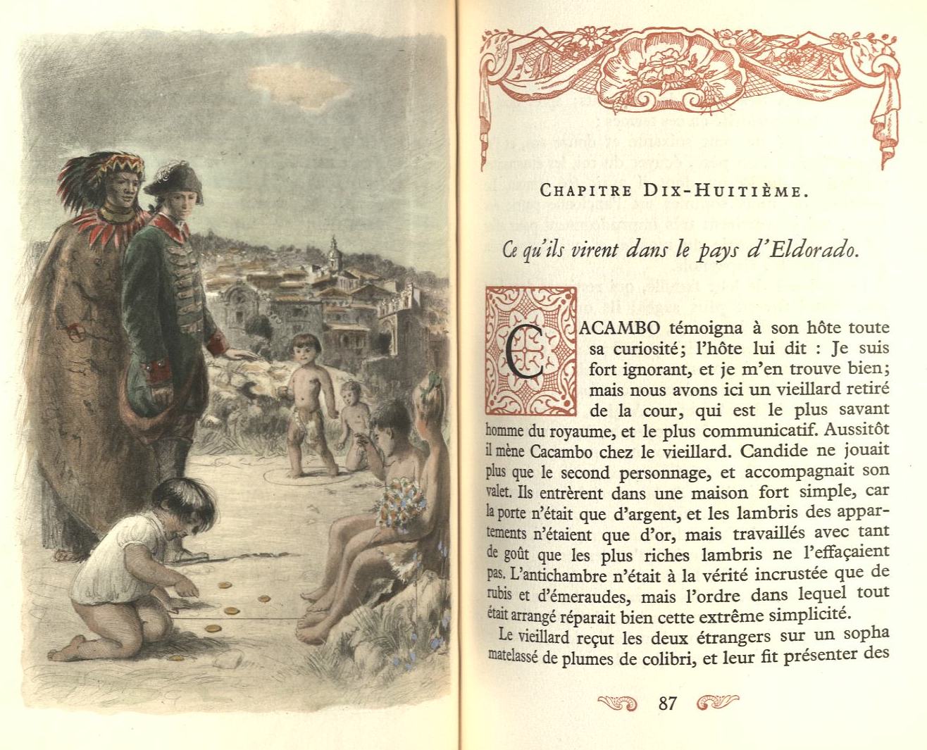 Voltaire, Candide. Publiziert in fünf Bänden von dem Pariser Verlag Arc-en-Ciel 1950, mit Illustrationen von Paul-Émile Becat