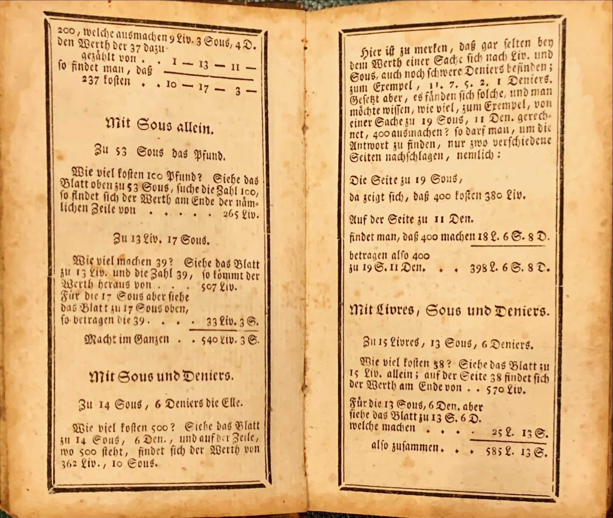 Multiplikationstabelle von 1813. Vollständiges Rechnungsbuch. Der deutsche Barreme.