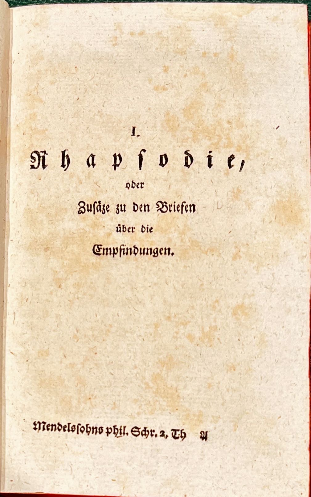 Mendelssohn, Philosophische Schriften