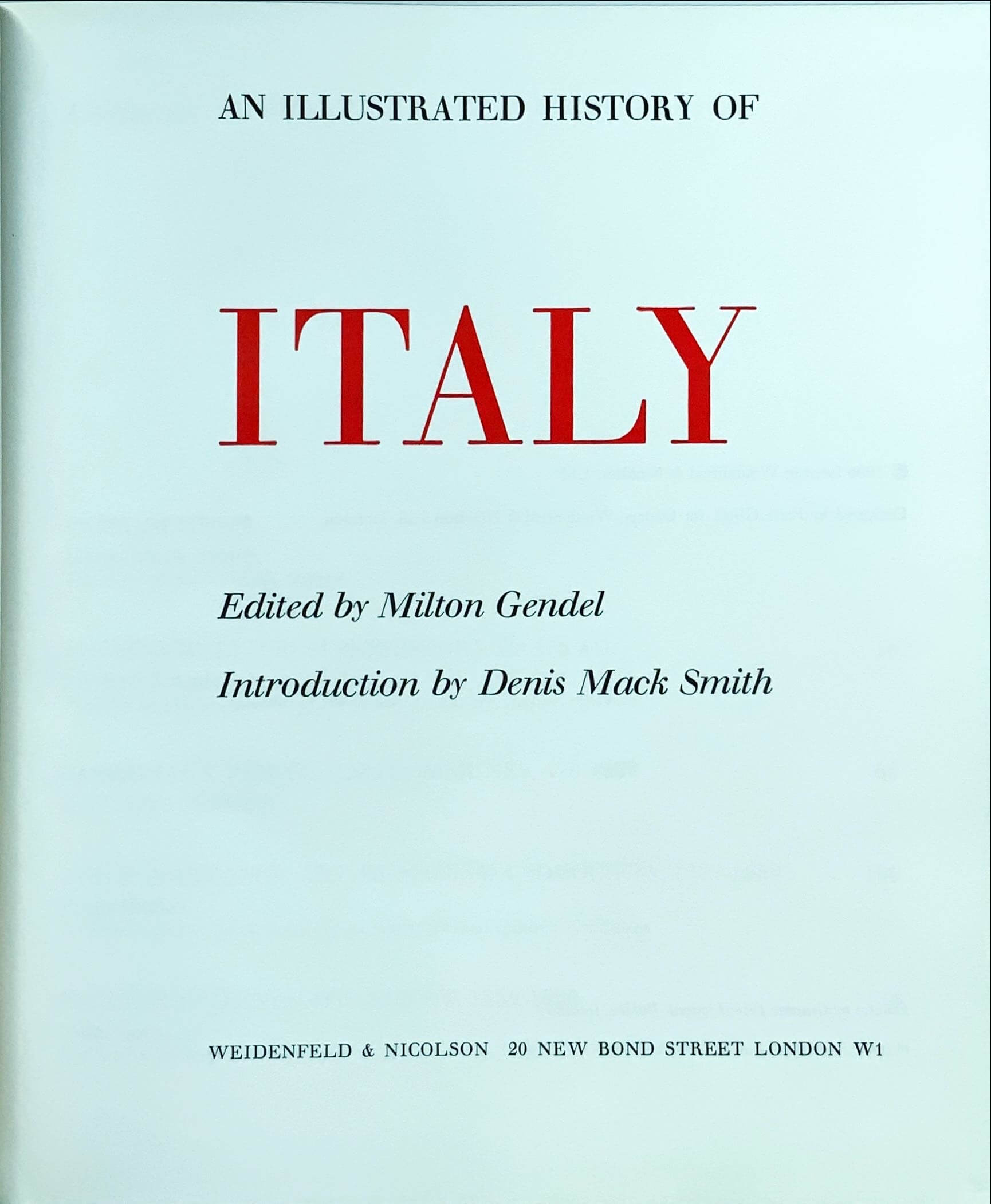 Conzett & Huber: Italy, An Illustrated History. 1966