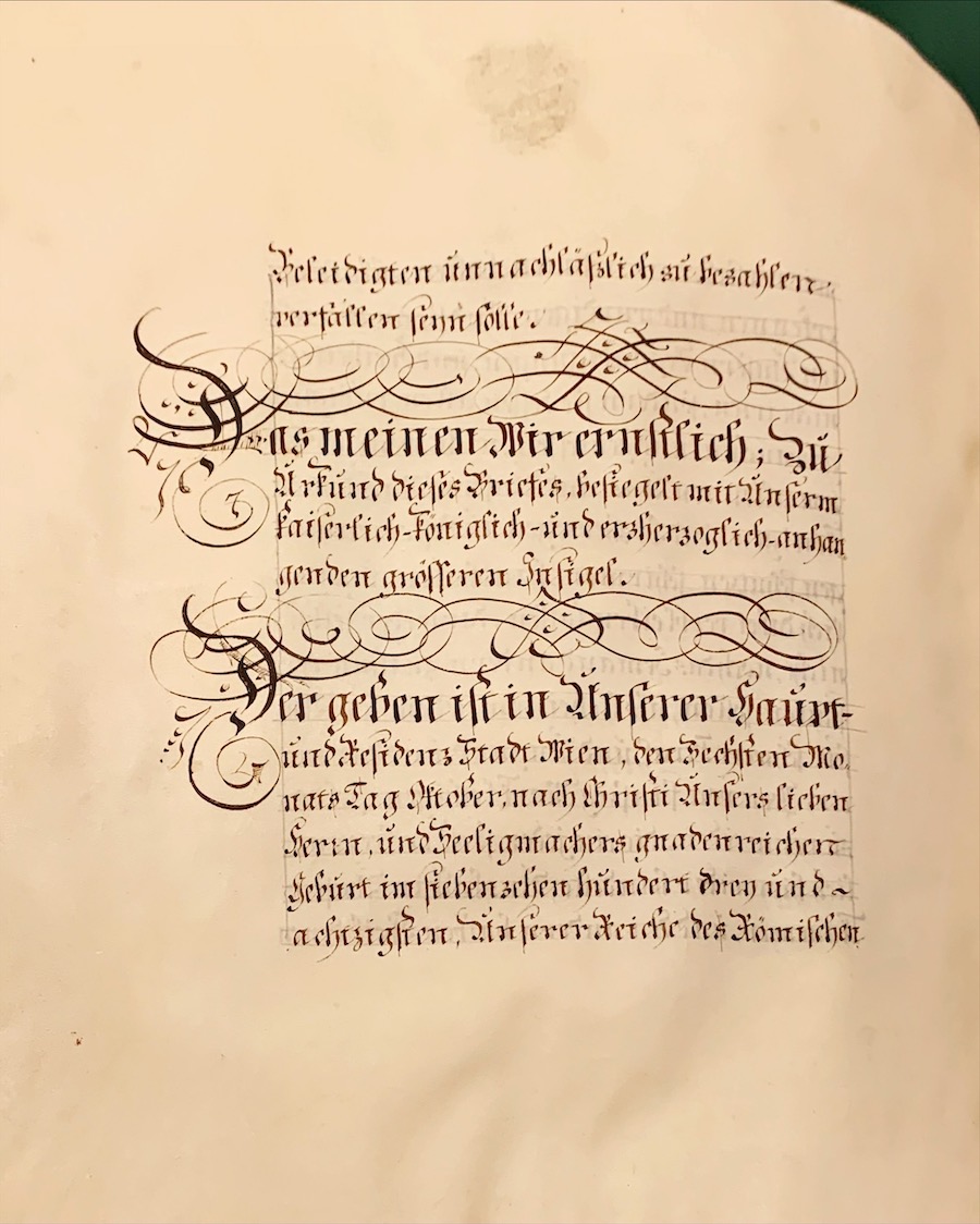 Adelsbrief für Leopold Spitzl von Peitzenstein