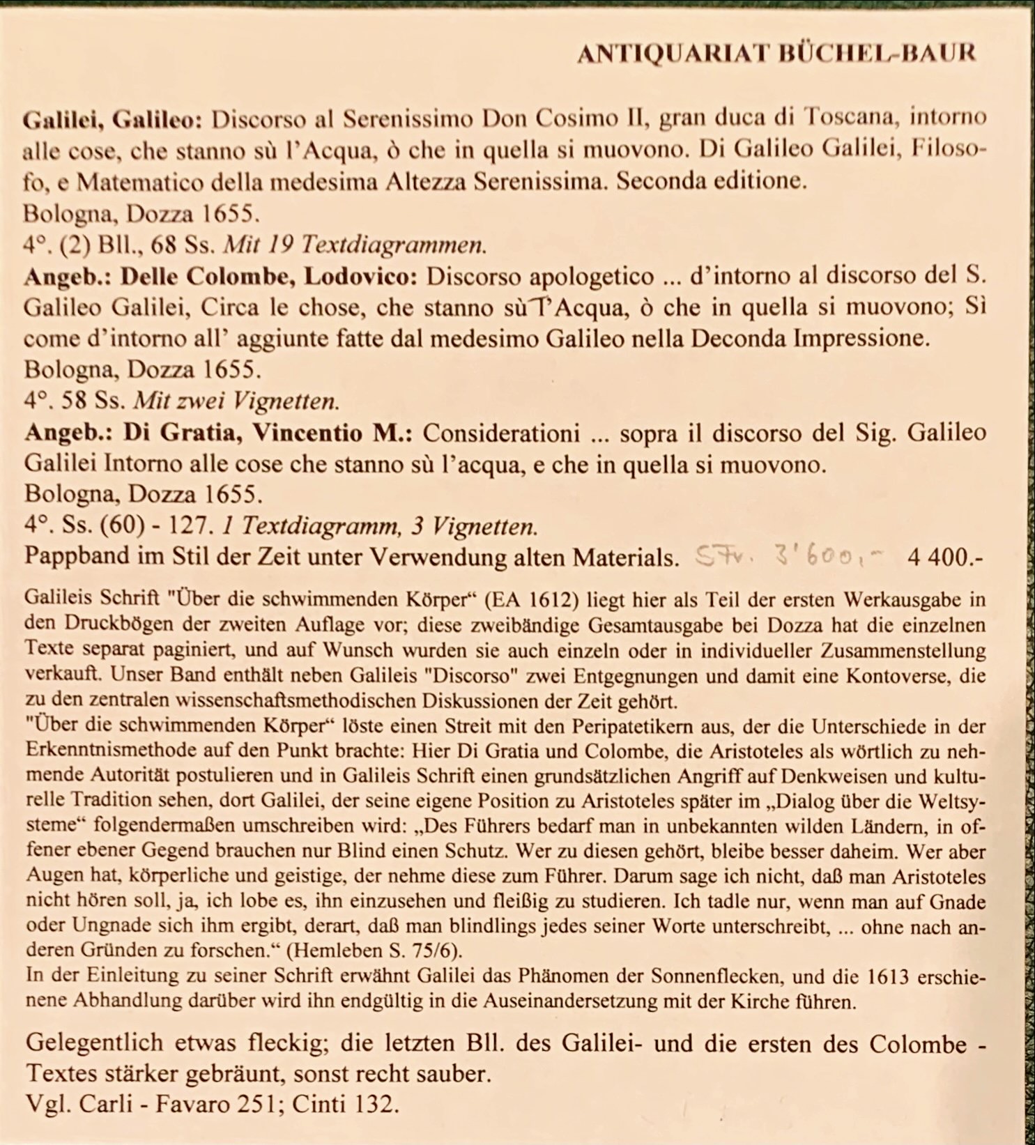 Galileo Galilei: DISCORSO AL SERENISSIMO DON COSIMO II. GRAN DUCA DI TOSCANA